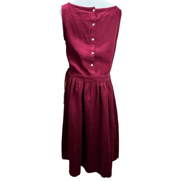 Palava Maroon Red Linen Dress with White Deer Print  |SZ: M | Sleeveless - Picture 6 of 14